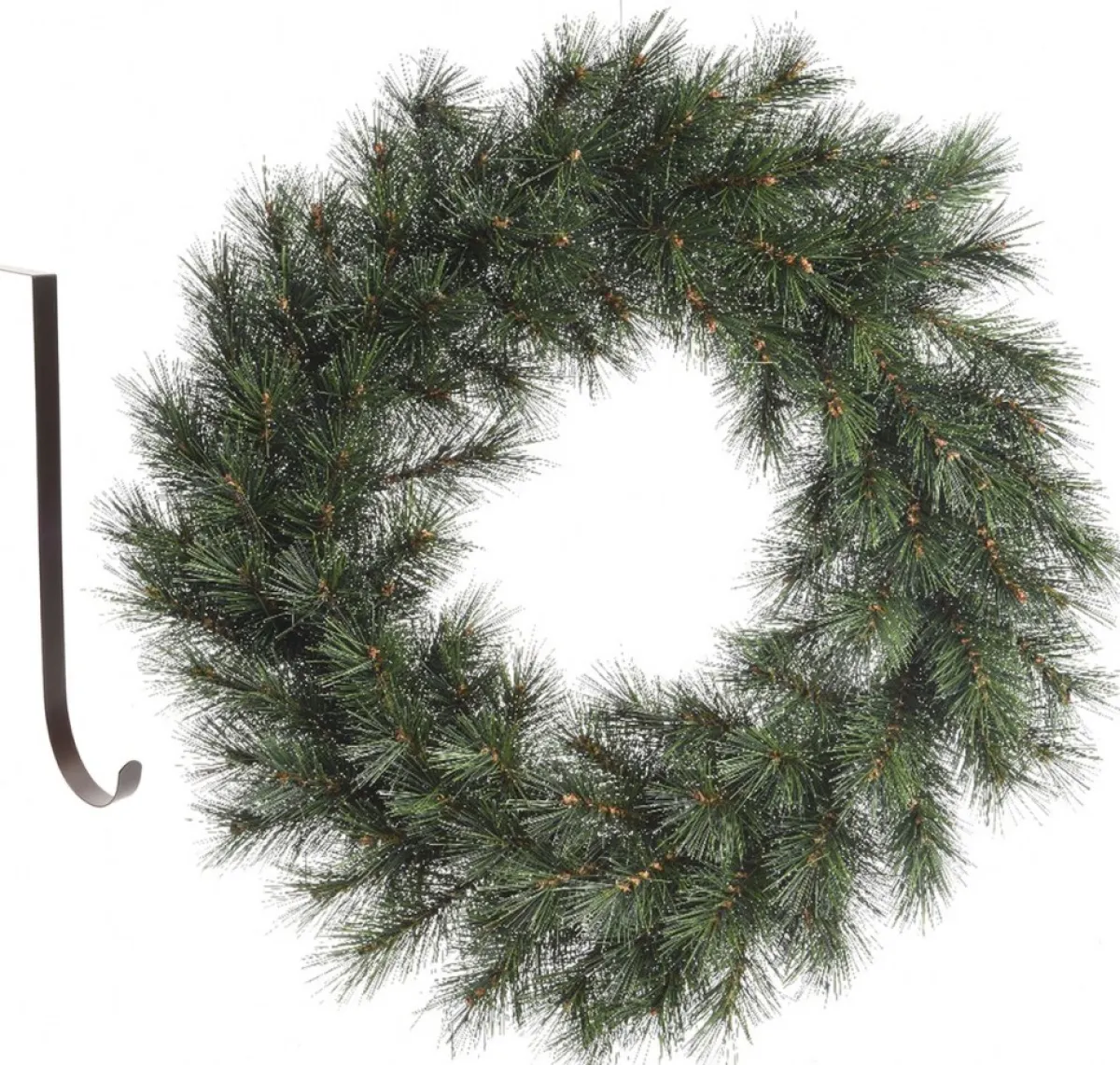 Decoris Kerstkransen>Kerstkrans - Groen - 60 Cm- Kunststof - Incl. Ijzeren Deurhanger