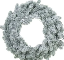 Merkloos Kerstkransen>Kerstkrans - Groen Met Sneeuw - D36 Cm - Incl. Verlichting Warm Wit