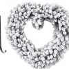 Merkloos Kerstkransen>Kerstkrans - Hart Vorm - Sneeuw - 50 Cm- Kunststof - Incl. Deurhanger