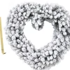 Merkloos Kerstkransen>Kerstkrans - Hart Vorm - Sneeuw - 50 Cm- Kunststof - Incl. Deurhanger