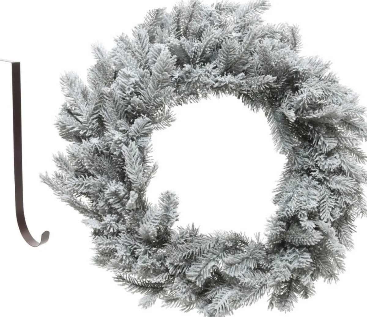 Decoris Kerstkransen>Kerstkrans - Met Sneeuw - 50 Cm- Kunststof - Incl. Deurhanger