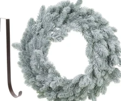 Merkloos Kerstkransen>Kerstkrans - Met Sneeuw - 36 Cm- Kunststof - Incl. Deurhanger