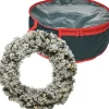 Decoris Kerstkransen>Kerstkrans - Met Sneeuw En Verlichting - Warm Wit - D60 Cm - Incl. Opbergtas