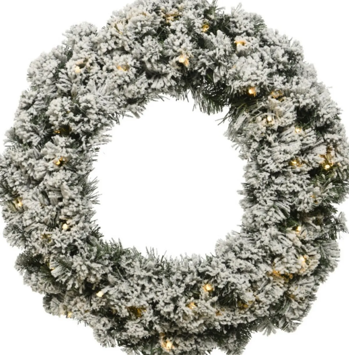 Decoris Kerstkransen>Kerstkrans - Met Sneeuw En Verlichting - Warm Wit - D60 Cm - Incl. Opbergtas