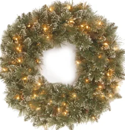 National Tree Company Kerstkransen>Kerstkrans | O 61 Cm | 50 Led | Op Batterijen | Groen Met Sneeuw En Glinsters | 31Bris24Wb