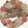 Merkloos Kerstkransen>Kerstkrans | Roze | Beige | Glitter | Stof | O40Cm | Merry Christmas | Deurkrans