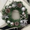 Villa Volance Kerstkransen>Kerstkrans - Wanddecoratie/Accessoires - Wanddecoratie - Dennenappel/Zilver - O30Cm