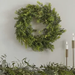 Ginger ray Kerstkransen>Kerstkrans Cederpijnboom Met Lichtjes - 45 Cm