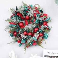 VentilatorBest Kerstkransen>Kerstkrans 45Cm - Inclusief Led Verlichting - Rode Kerstballen Met Rood En Groenlint - Kerstdecoratie - Kerstmis - Kunststof