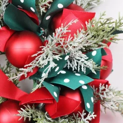 VentilatorBest Kerstkransen>Kerstkrans 45Cm - Inclusief Led Verlichting - Rode Kerstballen Met Rood En Groenlint - Kerstdecoratie - Kerstmis - Kunststof