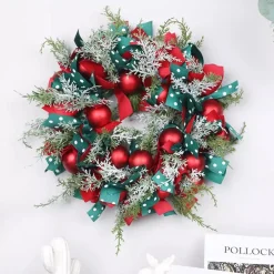 VentilatorBest Kerstkransen>Kerstkrans 45Cm - Rode Kerstballen Met Rood En Groenlint - Kerstdecoratie - Kerstmis - Kunststof