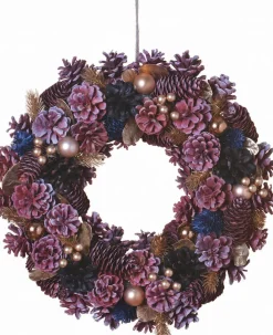 Naturn Christmas Kerstkransen>Kerstkrans Landelijk - Gold Berry | O 39 Cm | Krans Landelijk Rond | Kerstdecoratie Deurkrans | Krans Voor De Kerst | Kerstversiering Kransen | Paars