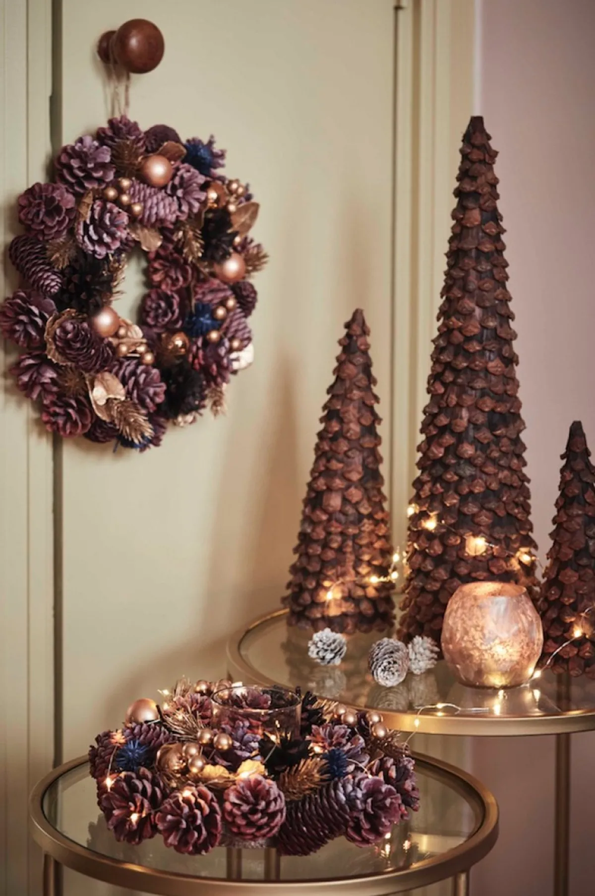 Naturn Christmas Kerstkransen>Kerstkrans Landelijk - Gold Berry | O 39 Cm | Krans Landelijk Rond | Kerstdecoratie Deurkrans | Krans Voor De Kerst | Kerstversiering Kransen | Paars