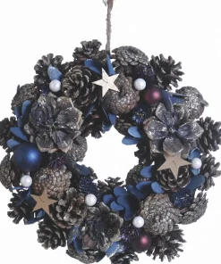 Naturn Christmas Kerstkransen>Kerstkrans Landelijk | O 30 Cm | Krans Landelijk Rond | Kerstdecoratie Deurkrans | Krans Voor De Kerst | Kerstversiering Kransen | Blauw