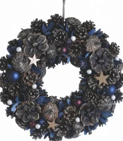 Naturn Christmas Kerstkransen>Kerstkrans Landelijk | O 40 Cm | Krans Landelijk Rond | Kerstdecoratie Deurkrans | Krans Voor De Kerst | Kerstversiering Kransen | Blauw