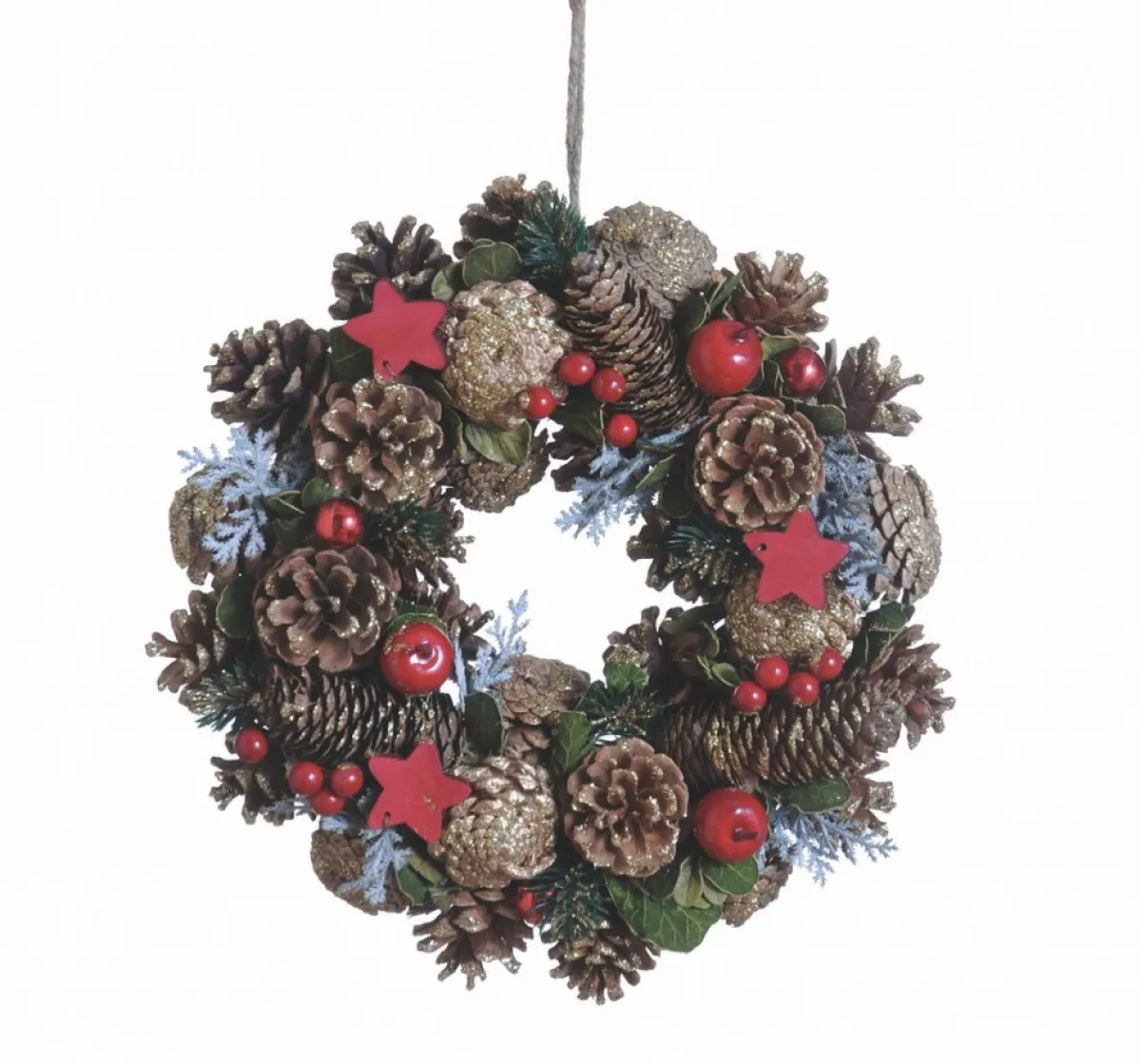 Naturn Christmas Kerstkransen>Kerstkrans Landelijk | O 30 Cm | Krans Landelijk Rond | Kerstdecoratie Deurkrans | Krans Voor De Kerst | Kerstversiering Kransen | Rood