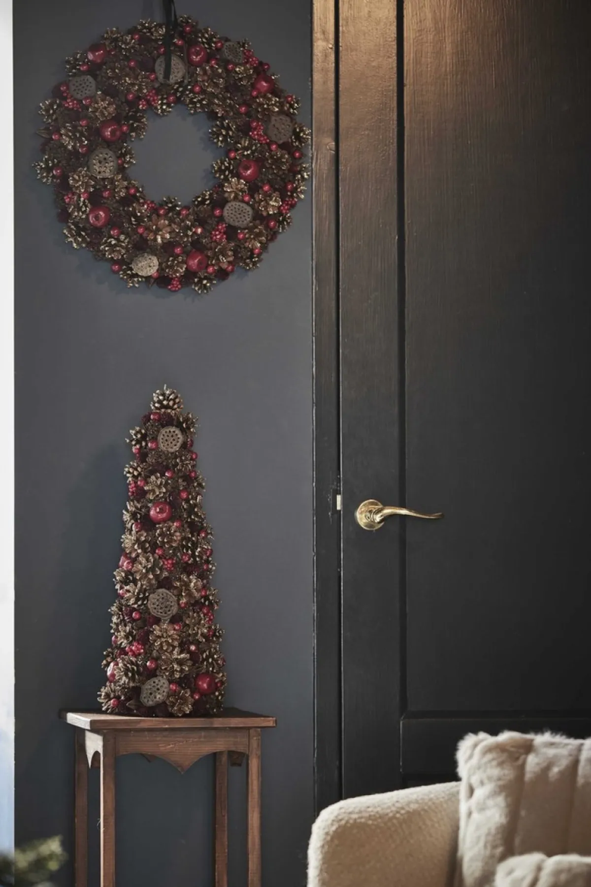 Naturn Christmas Kerstkransen>Kerstkrans Landelijk | O 30 Cm | Krans Landelijk Rond | Kerstdecoratie Deurkrans | Krans Voor De Kerst | Kerstversiering Kransen | Rood