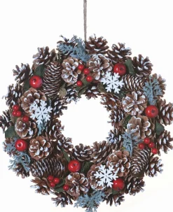 Naturn Christmas Kerstkransen>Kerstkrans Landelijk - Snowflake Van | O 35 Cm | Landelijke Kerstkransen | Krans Landelijk Rond | Kerstdecoratie Deurkrans | Krans Voor De Kerst | Kerstversiering Kransen | Rood