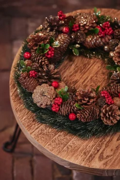 Naturn Christmas Kerstkransen>Kerstkrans Landelijk - Snowflake Van | O 35 Cm | Landelijke Kerstkransen | Krans Landelijk Rond | Kerstdecoratie Deurkrans | Krans Voor De Kerst | Kerstversiering Kransen | Rood