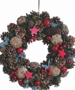 Naturn Christmas Kerstkransen>Kerstkrans Landelijk Van | O 35 Cm | Kerstkransen Landelijk Rond | Kerstversiering Decoratie Binnen | Kerstdecoratie Deurkrans | Krans Voor De Kerst | Kerstversiering Kransen | Rood
