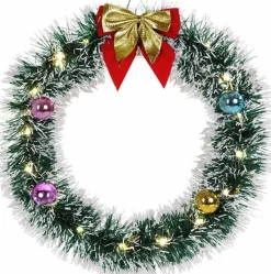 * Kerstkransen>Kerstkrans Led, Goud, 32 Cm, Kerstversiering, Deurkrans, Kerstdecoratie