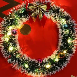 * Kerstkransen></noscript>Kerstkrans Led, Goud, 32 Cm, Kerstversiering, Deurkrans, Kerstdecoratie