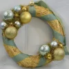 ZoeZo Design Kerstkransen>Kerstkrans, Lichtblauw/Goud, Stro/Kunststof, Hangend, O 30 Cm