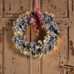 Lumineo Kerstkransen></noscript>Kerstkrans Met Sneeuw - 40 Led Lampjes - O 50Cm