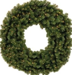 KJ Kunstkerstbomen Kerstkransen>Kerstkrans Met Warme Led Verlichting - Op Batterijen – O 90 Cm