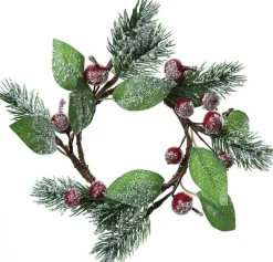 House of Nature Kerstkransen>Kerstkrans Of Kaarsenring Red Berry Snow O18Cm