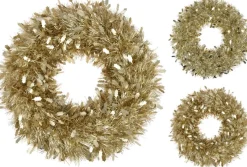 Geen merknaam Kerstkransen>Kerstkrans Van Lametta 50 Cm - Deurkrans Goud - Kerstversiering Buiten - Kerstdecoratie - Assorti - Oud En Nieuw Decoratie