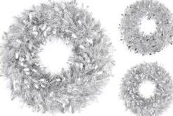 * Kerstkransen>Kerstkrans Van Lametta 50 Cm - Deurkrans Zilver - Kerstversiering Buiten - Kerstdecoratie