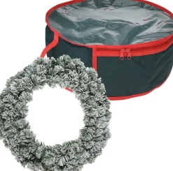 Decoris Kerstkransen>Kerstkrans/Dennenkrans - Groen Met Sneeuw - D35 Cm - Incl. Opbergtas