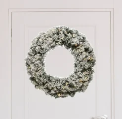 Decoris Kerstkransen>Kerstkrans/Dennenkrans - Groen -Verlichting En Kunstsneeuw - D60 Cm - Kerstkransen