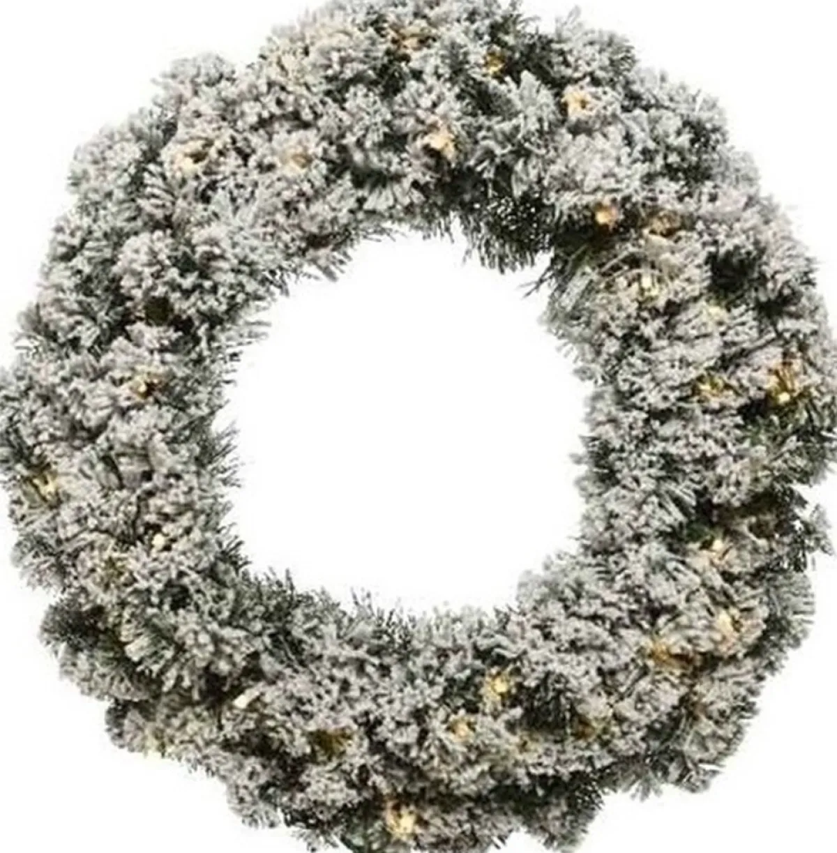 Decoris Kerstkransen>Kerstkrans/Dennenkrans - Groen -Verlichting En Kunstsneeuw - D60 Cm - Kerstkransen