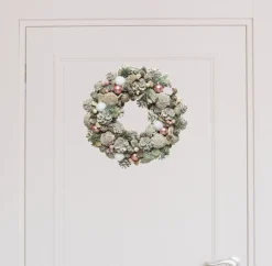 Decoris Kerstkransen>Kerstkrans/Dennenkrans - Groen - Roze Decoratie - D50 Cm - Kerstkransen