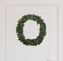 Decoris Kerstkransen>Kerstkrans/Dennenkrans - Groen - Warm Witte Verlichting - D50 Cm - Kerstkransen