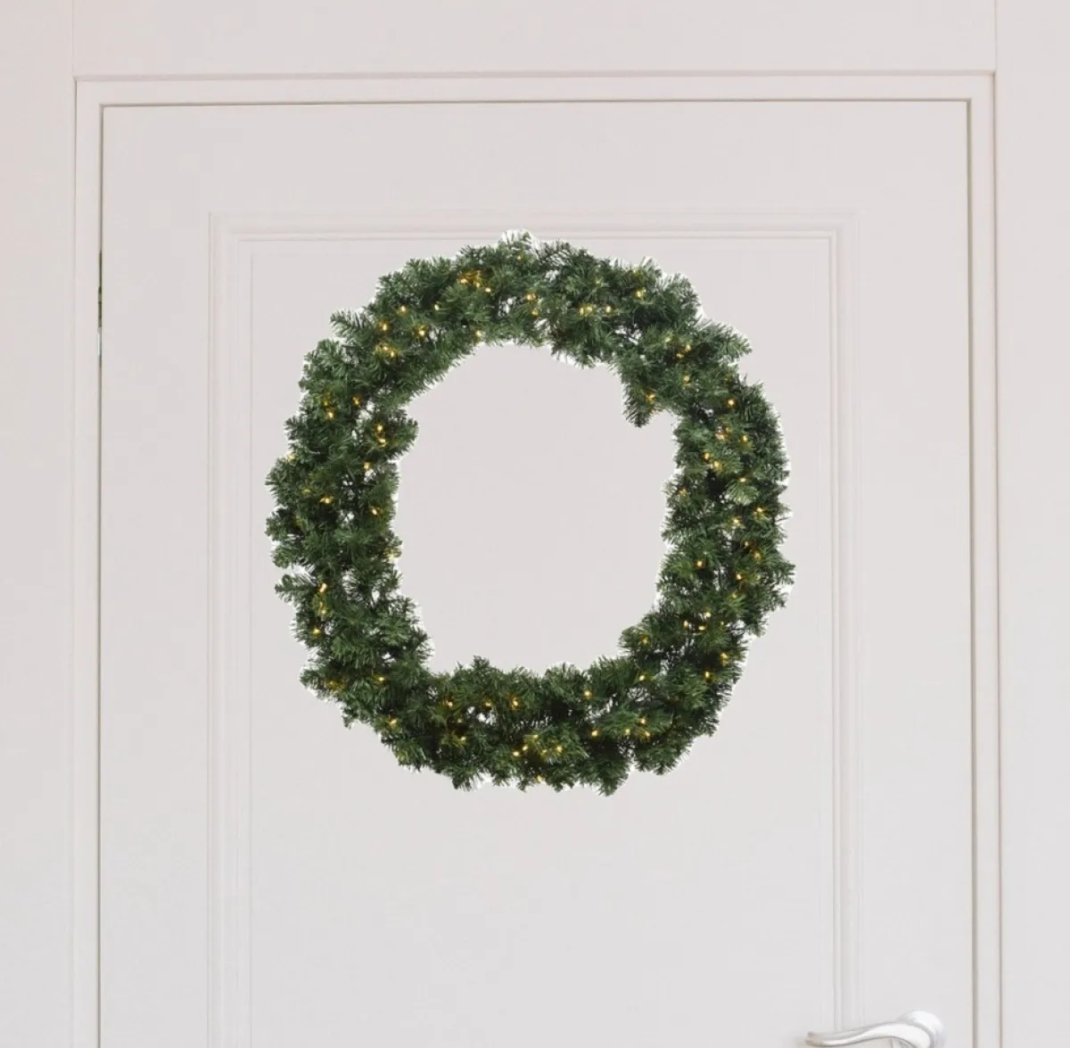 Decoris Kerstkransen>Kerstkrans/Dennenkrans - Groen - Warm Witte Verlichting - D50 Cm - Kerstkransen