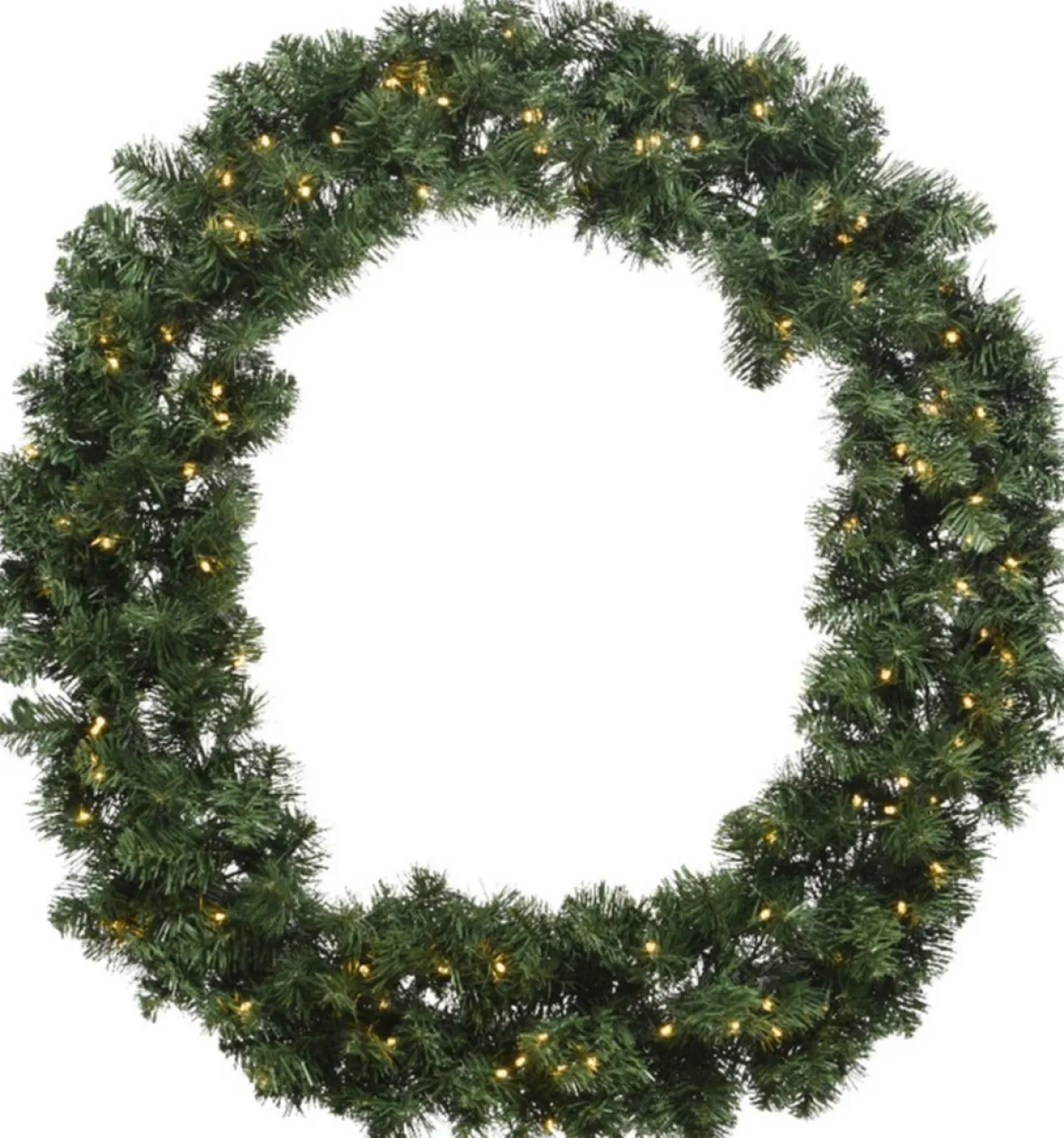 Decoris Kerstkransen>Kerstkrans/Dennenkrans - Groen - Warm Witte Verlichting - D50 Cm - Kerstkransen