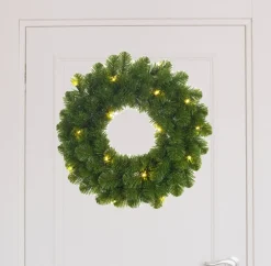 Mica Decorations Kerstkransen>Kerstkrans/Dennenkrans - Groen - Verlichting - D60 Cm - Kerstkransen