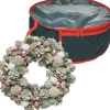Decoris Kerstkransen>Kerstkrans/Dennenkrans - White Wash - D34 Cm - Incl. Opbergtas