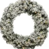 Decoris Kerstkransen>Kerstkrans/Dennenkrans Groen Met Sneeuw En Warm Witte Verlichting Met Timer 35 Cm - Verlichte Dennenkransen