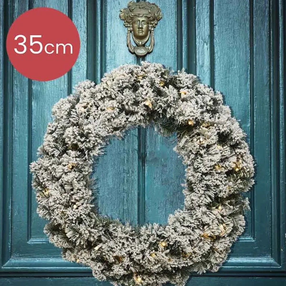 Decoris Kerstkransen>Kerstkrans/Dennenkrans Groen Met Sneeuw En Warm Witte Verlichting Met Timer 35 Cm - Verlichte Dennenkransen