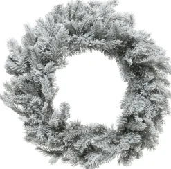 Decoris Kerstkransen>Kerstkrans/Dennenkrans Groen Met Sneeuw 50 Cm - Dennenkransen/Deurkransen Kerstversiering