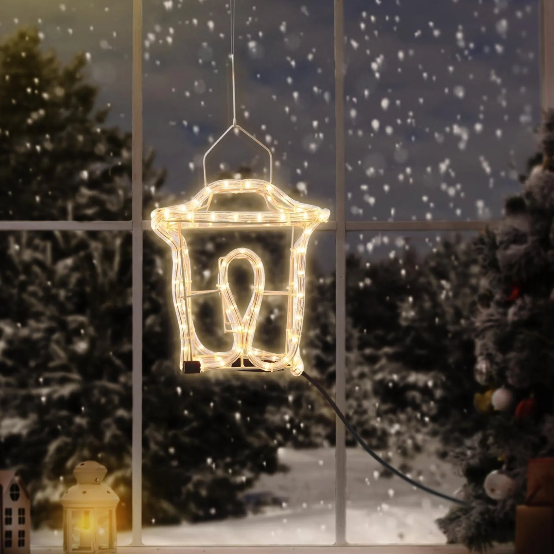 ecd-Germany Kerstlantaarn - Slangverlichting - 25Cm Hoog Store