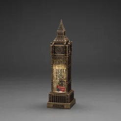 Konst Smide Kerstlantaarn Voor Binnen – Big Ben Met Bus En Kerstboom - Warm Wit – 38Cm - Sneeuwlantaarn - Kerstverlichting Op Usb & Batterijen Incl. Timer New