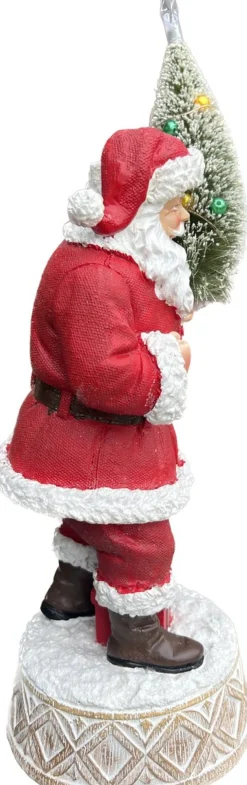 Timstor Kerstbeelden>Kerstman Met Kerstboom Led 35 Cm Kerstdecoratie Beeld Accessoires