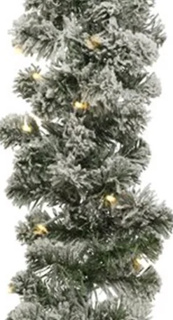 National Tree Company Guirlandes>Kerstslinger | Garland | 274 Cm | 50 Led Lampjes | Met Glinsters En Sneeuw | Op Batterijen | Versierd Met Dennenappels | 31Bris9Ab