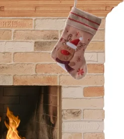 Merkloos Kerstsokken>Kerstsok - Jute - H45 Cm - Met Rendier - Kerstsokken