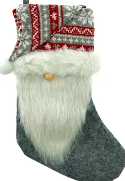 Home u0026 Styling Kerstsokken>Kerstsok - Kerstman Met Baard En Muts - 30 X 18 Cm